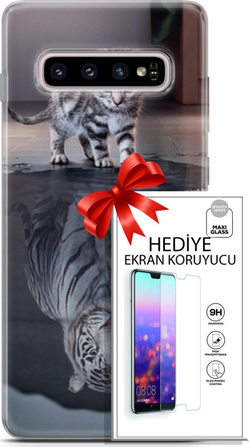 Samsung Galaxy S10 Plus Kılıf Orijinal Seri Scotish-British 15 Yavru British Kalın Silikon + Ekran Koruyucu