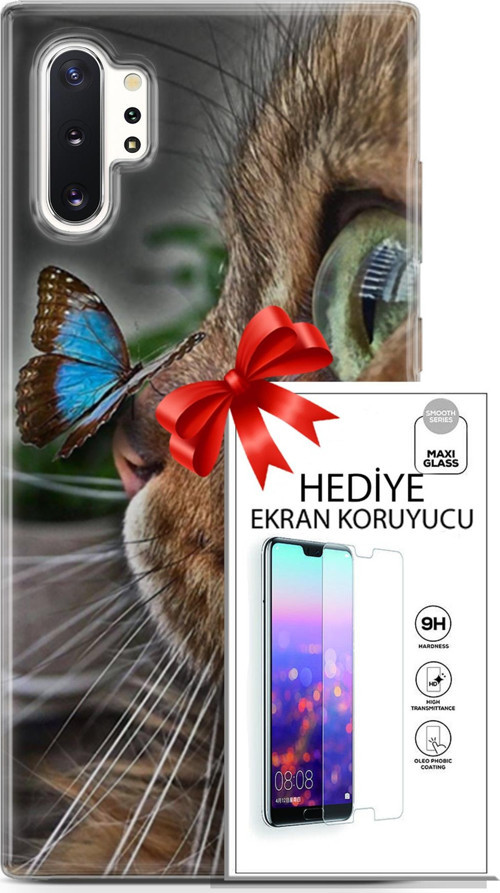 Samsung Galaxy Note 10 Plus Kılıf Orijinal Seri Scotish-British 12 Munchkin Kelebek Tasarım Kılıf +Ekran Koruyucu