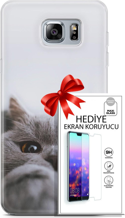 Samsung Galaxy Note 5 Kılıf Orijinal Seri Scotish-British 08 Sevimli Kedi Baskılı Kılıf + Ekran Koruyucu