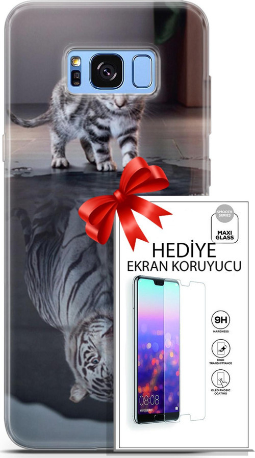 Samsung Galaxy S8 Plus Kılıf Orijinal Seri Scotish-British 15 Yavru British Kalın Silikon + Ekran Koruyucu