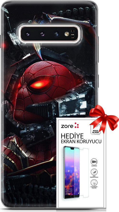 Samsung Galaxy S10 Kılıf Orijinal Seri Supers 29 Dr Octopus Leke Tutmaz Kapak + Ekran Koruyucu