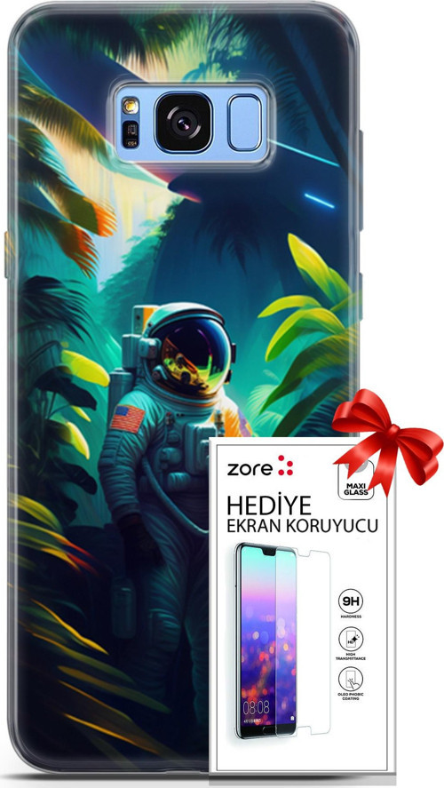 Samsung Galaxy S8 Plus Kılıf Orijinal Seri Supers 10 Astronot Full Hd Kılıf + Ekran Koruyucu