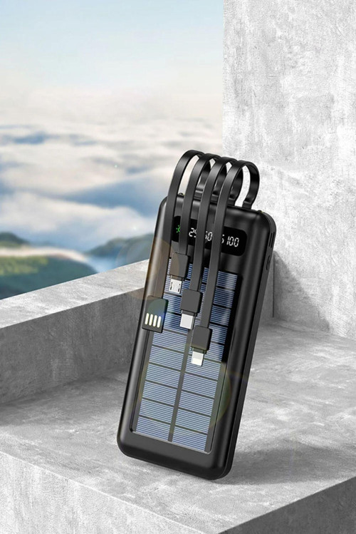 10000 Mah Powerbank Göstergeli Erbank Solar Fenerli Güneş Enerjili Kablolu Tüm Cihazlara Uyumlu