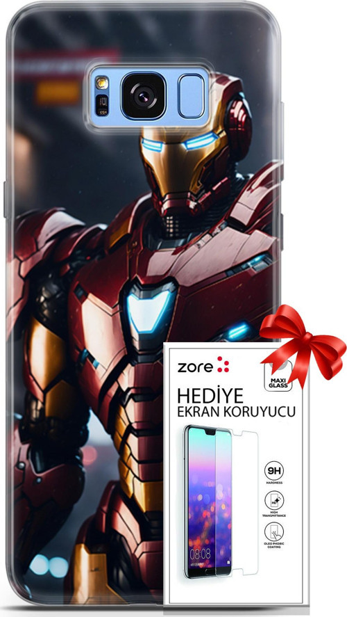 Samsung Galaxy S8 Plus Kılıf Orijinal Seri Supers 23 Iron Man Telefon Kabı Ve Ekran Koruyucu