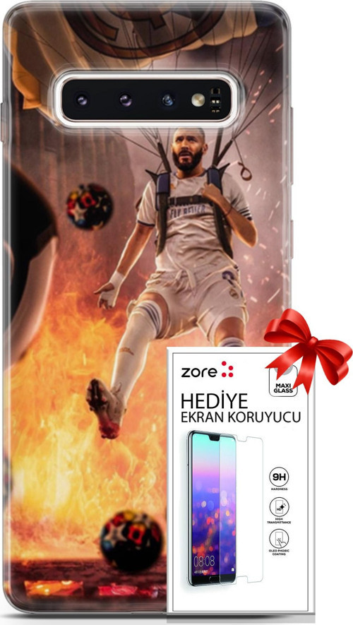 Samsung Galaxy S10 Kılıf Orijinal Seri Supers 03 Karim Benzema Real Madrid Arka Kapak + Ekran Koruyucu