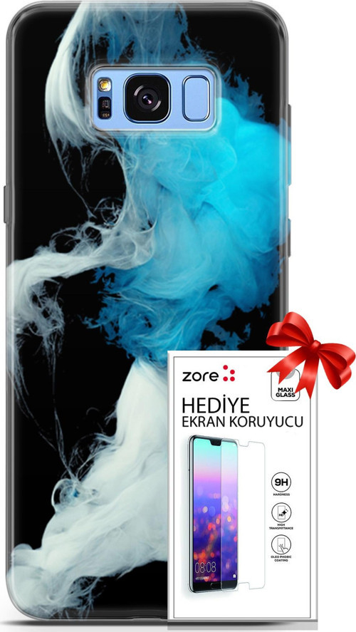 Samsung Galaxy S8 Plus Kılıf Orijinal Seri Supers 06 Soyut Duman Koruyucu Kapak Ekran Koruyucu