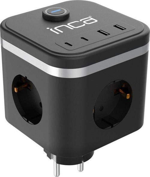 Ipw-47Sy 3Port 2X Usb+2X Type-C Akım Korumalı Led Tuşlu Duvar Priz - Siyah
