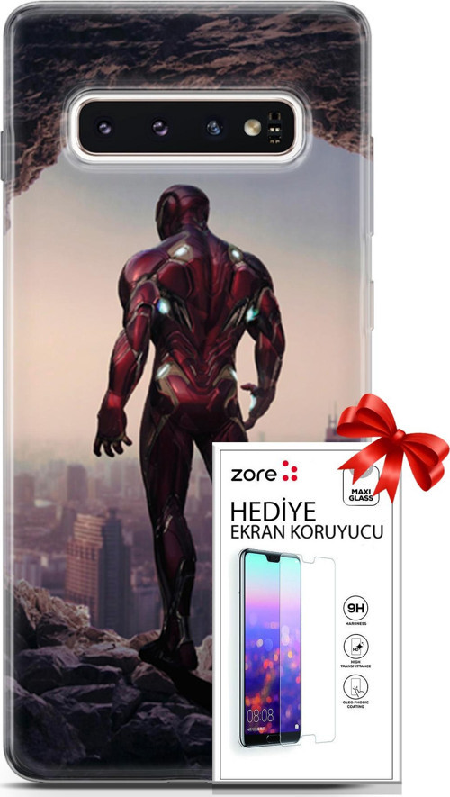 Samsung Galaxy S10 Kılıf Orijinal Seri Supers 02 Iron Man Kapak Ve Ekran Koruyucu