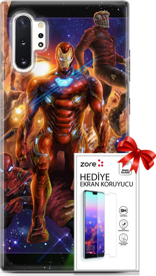 Samsung Galaxy Note 10 Plus Kılıf Orijinal Seri Supers 28 Avengers Endgame İz Bırakmayan Kılıf + Ekran Koruyucu