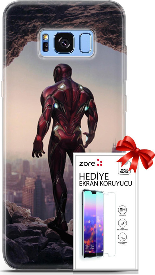 Samsung Galaxy S8 Plus Kılıf Orijinal Seri Supers 02 Iron Man Kapak Ve Ekran Koruyucu