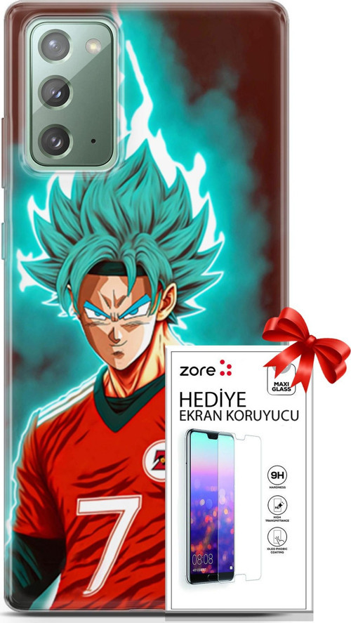 Samsung Galaxy Note 20 Kılıf Orijinal Seri Supers 04 Goku Mavi Ejderha Silikon Kılıf + Ekran Koruyucu