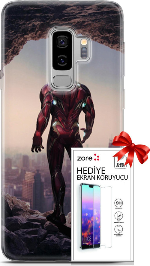 Samsung Galaxy S9 Plus Kılıf Orijinal Seri Supers 02 Iron Man Kapak Ve Ekran Koruyucu