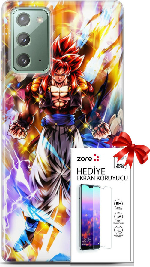 Samsung Galaxy Note 20 Kılıf Orijinal Seri Supers 24 Goku Wallpaper Darbe Emici Kılıf + Ekran Koruyucu