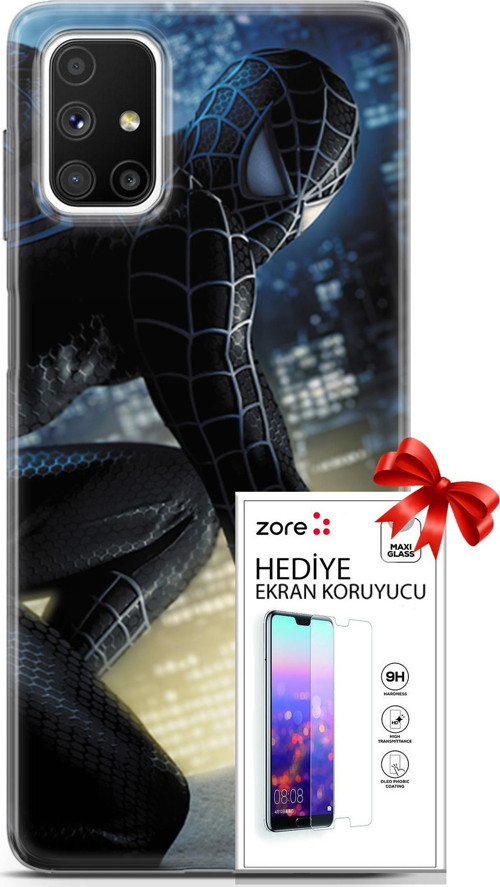 Samsung Galaxy M51 Kılıf Orijinal Seri Supers 21 Spider Man Duvar Kağıdı Darbe Önleyici Kapak + Ön Ekran Koruyucu