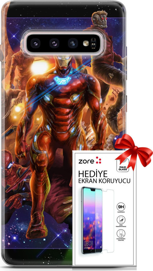 Samsung Galaxy S10 Plus Kılıf Orijinal Seri Supers 28 Avengers Endgame İz Bırakmayan Kılıf + Ön Ekran Koruyucu