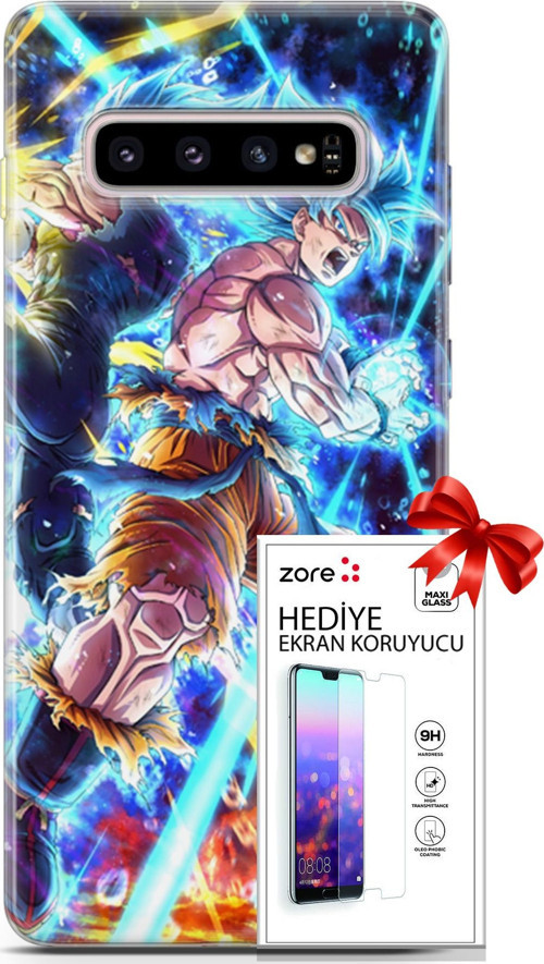Samsung Galaxy S10 Plus Kılıf Orijinal Seri Supers 11 Dragon Ball Anime 4K Baskılı Kılıf + Ekran Koruyucu