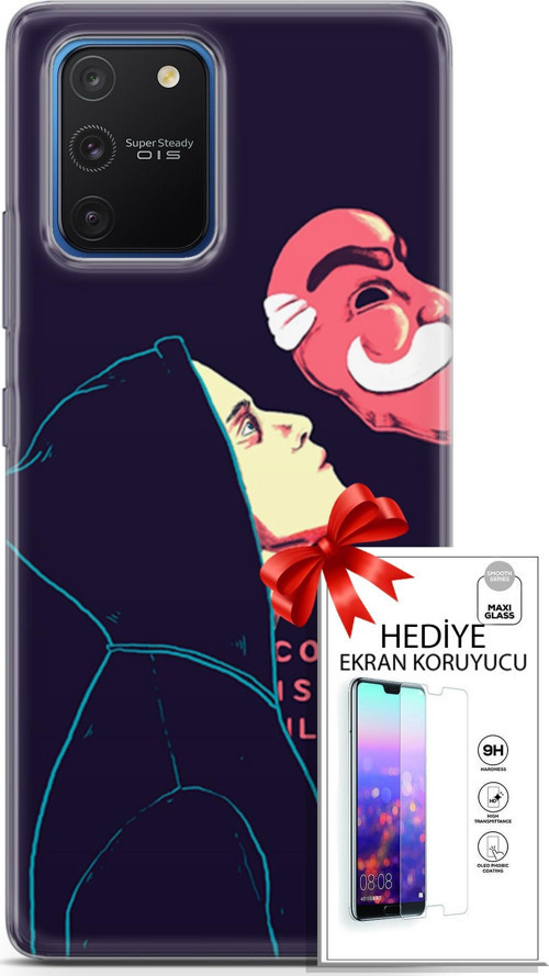 Samsung Galaxy S10 Lite Kılıf Orijinal Seri Algorand 18 Illusion Parlak Kılıf + Ekran Koruyucu Full