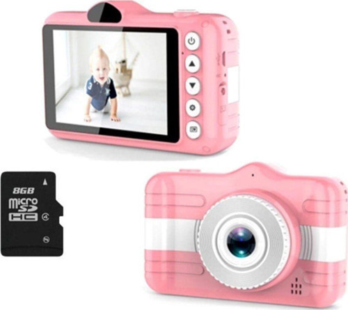 Çocuk Fotoğraf Makinesi 3.5 Inç 80W Hd Çift Lens Selfie Kamera X600 + 8 Gb Hafıza Kartı