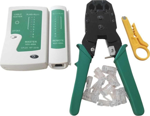 Kablo Sıkma Pense Ve Test Cihazı 10 Adet Rj45 Modem Bilgisayar Kayıt Cihazı İçin Cat 6 Çakma