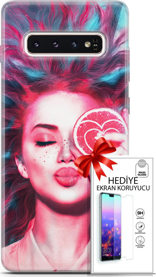 Samsung Galaxy S10 Kılıf Orijinal Seri Algorand 08 Greyfurt Baskılı Kılıf + Ekran Koruyucu