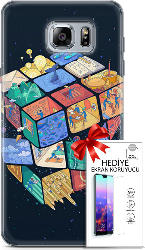 Samsung Galaxy Note 5 Kılıf Orijinal Seri Algorand 03 Rubik Arka Kapak + Ekran Koruyucu