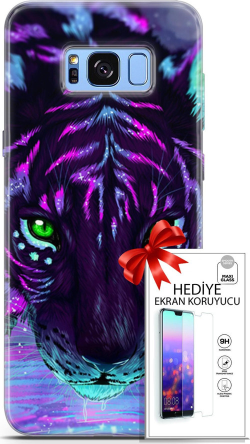 Samsung Galaxy S8 Plus Kılıf Orijinal Seri Algorand 16 Pembe Neon Hediyelik Kılıf Ve Ekran Koruyucu