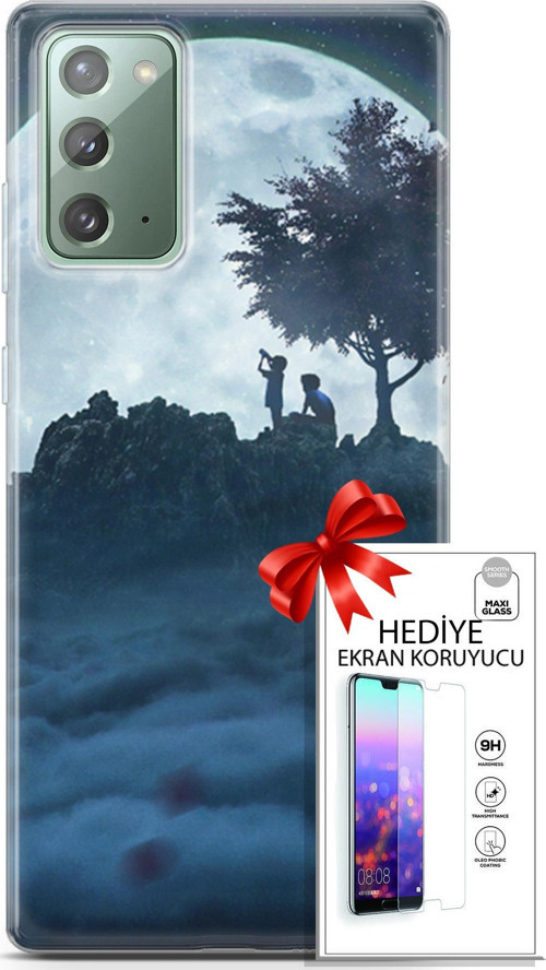 Samsung Galaxy Note 20 Kılıf Orijinal Seri Algorand 21 Ayışığında Darbe Önleyici Kapak + Ön Ekran Koruyucu