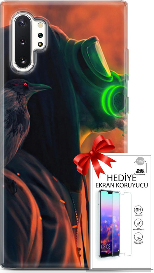 Samsung Galaxy Note 10 Plus Kılıf Orijinal Seri Algorand 01 Gaz Maskeli Telefon Kılıfı + Ekran Koruyucu