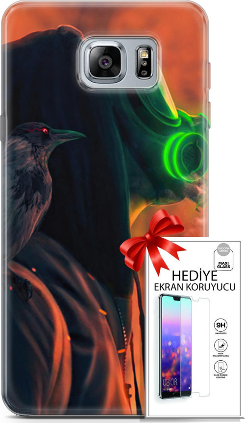 Samsung Galaxy Note 5 Kılıf Orijinal Seri Algorand 01 Gaz Maskeli Telefon Kılıfı + Ekran Koruyucu