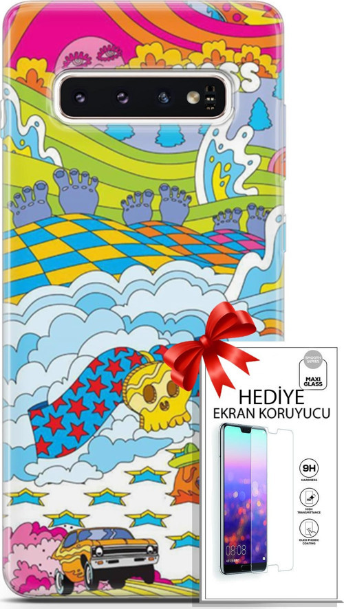 Samsung Galaxy S10 Kılıf Orijinal Seri Cardano 01 Yıldız Bulut Telefon Kılıfı + Ekran Koruyucu