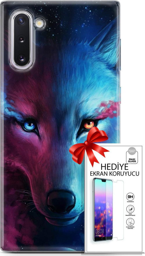 Samsung Galaxy Note 10 Kılıf Orijinal Seri Cardano 18 Mavi Turuncu Göz Parlak Kılıf + Ekran Koruyucu
