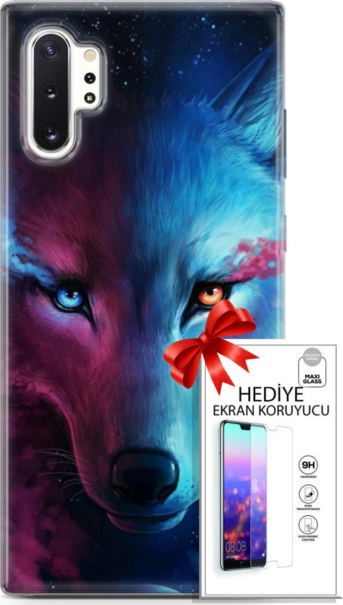 Samsung Galaxy Note 10 Plus Kılıf Orijinal Seri Cardano 18 Mavi Turuncu Göz Parlak Kılıf + Ekran Koruyucu