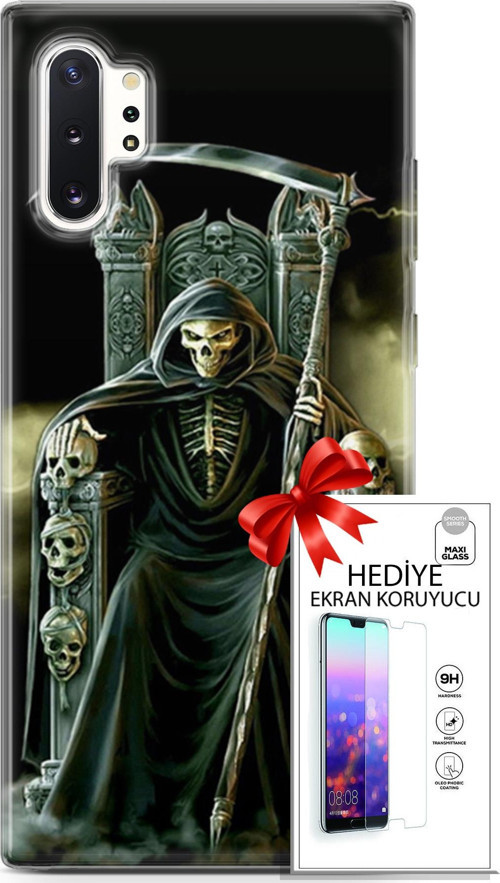 Samsung Galaxy Note 10 Plus Kılıf Orijinal Seri Cardano 11 İskeletor 4K Baskılı Kılıf + Ekran Koruyucu