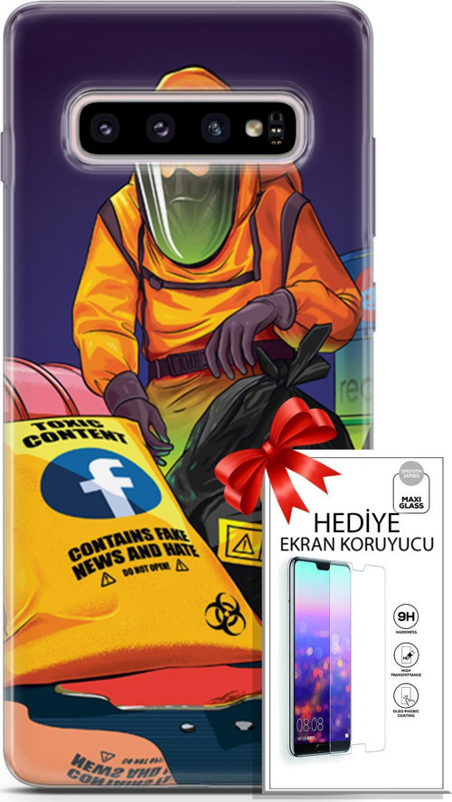 Samsung Galaxy S10 Plus Kılıf Orijinal Seri Cardano 24 Toxic Darbe Emici Kılıf + Ekran Koruyucu