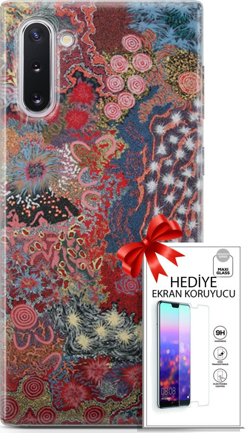 Samsung Galaxy Note 10 Kılıf Orijinal Seri Cardano 07 Suluboya Desenli Kılıf + Ön Ekran Koruyucu