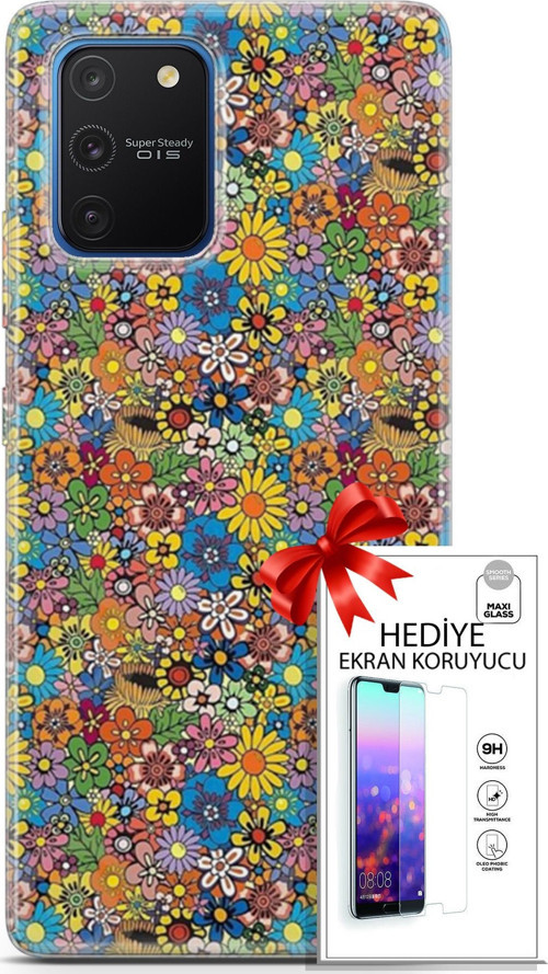 Samsung Galaxy S10 Lite Kılıf Orijinal Seri Cardano 06 Küçük Çiçekler Koruyucu Kapak Ekran Koruyucu