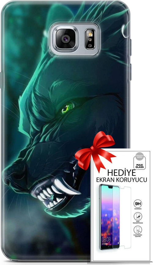 Samsung Galaxy Note 5 Kılıf Orijinal Seri Cardano 17 Vahşi Kurt Yumuşak Kılıf + Ekran Koruyucu