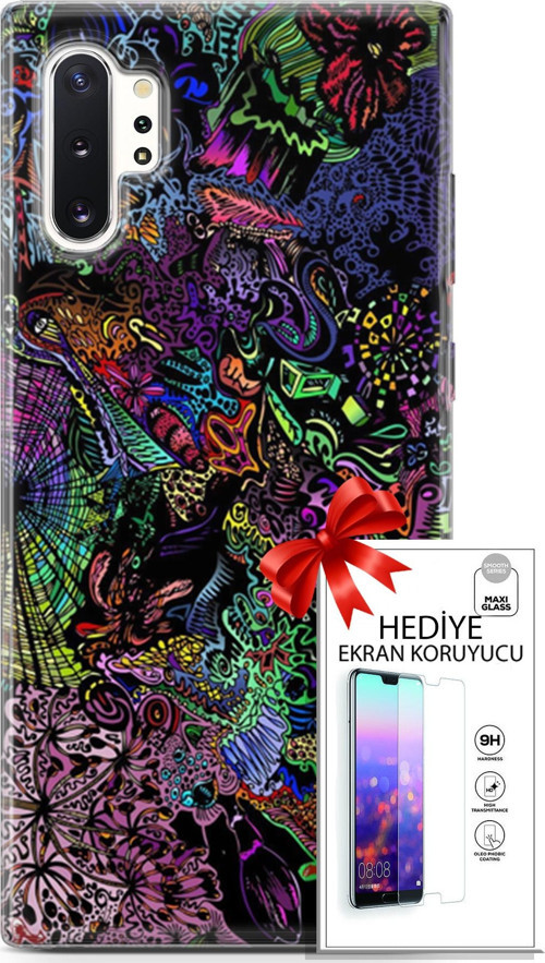 Samsung Galaxy Note 10 Plus Kılıf Orijinal Seri Cardano 03 Karışık Renkler Arka Kapak + Ekran Koruyucu