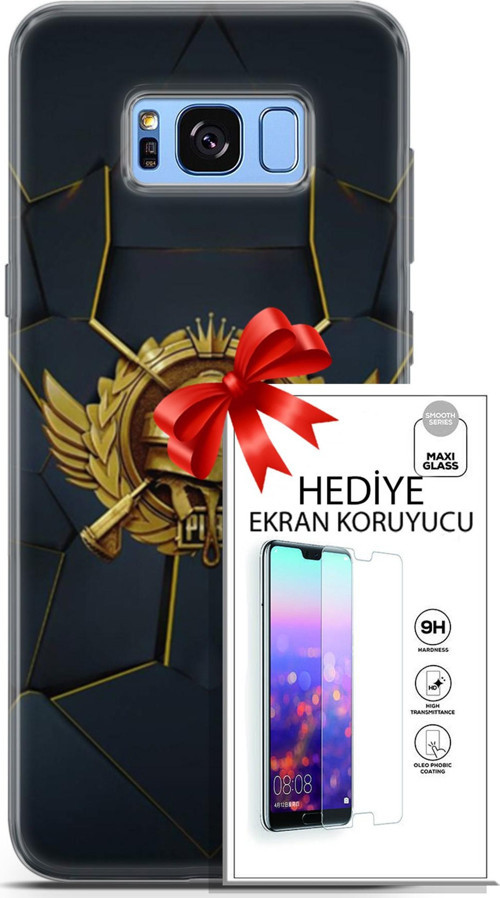 Samsung Galaxy S8 Plus Kılıf Orijinal Seri Pubg 16 Amblem Hediyelik Kılıf Ve Ekran Koruyucu