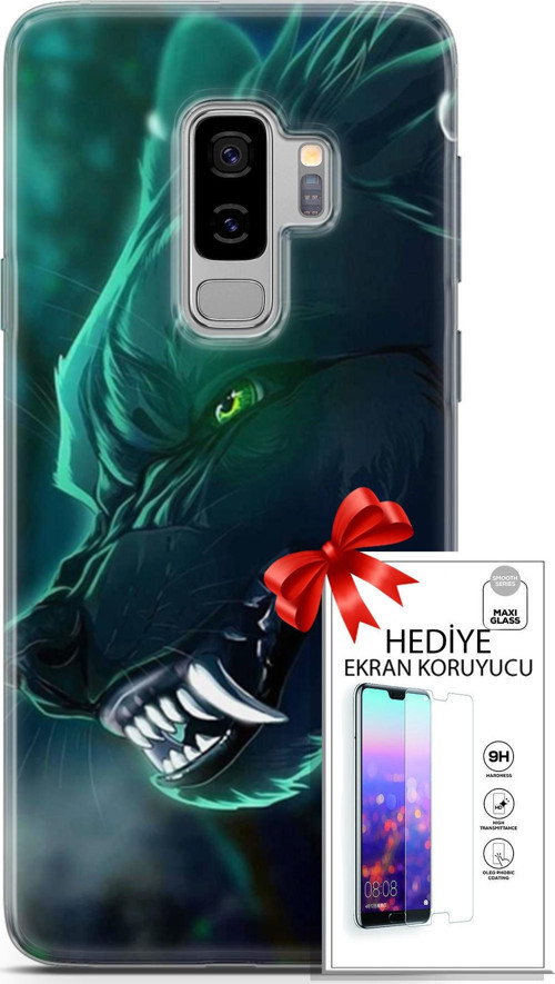 Samsung Galaxy S9 Plus Kılıf Orijinal Seri Cardano 17 Vahşi Kurt Yumuşak Kılıf + Ekran Koruyucu