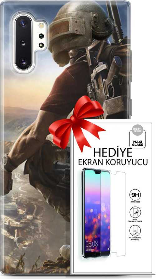 Samsung Galaxy Note 10 Plus Kılıf Orijinal Seri Pubg 10 Mobile Full Hd Kılıf + Ekran Koruyucu