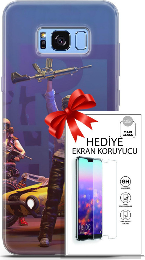 Samsung Galaxy S8 Plus Kılıf Orijinal Seri Pubg 05 Silahlı Karakter Koruma Kılıfı + Ekran Koruyucu