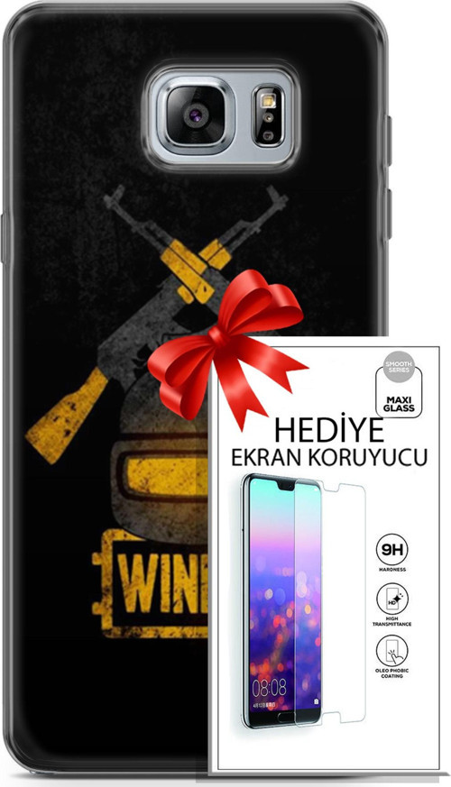 Samsung Galaxy Note 5 Kılıf Orijinal Seri Pubg 15 Winner Kalın Silikon + Ekran Koruyucu