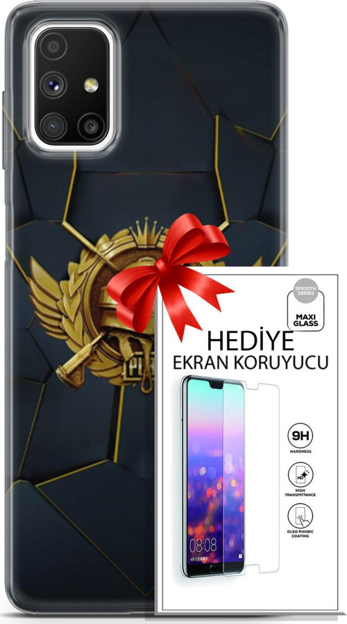 Samsung Galaxy M51 Kılıf Orijinal Seri Pubg 16 Amblem Hediyelik Kılıf Ve Ekran Koruyucu