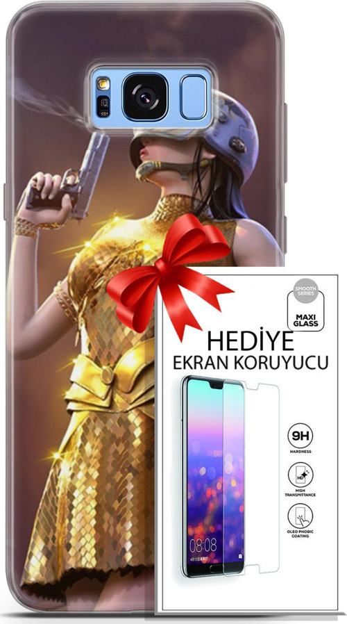 Samsung Galaxy S8 Plus Kılıf Orijinal Seri Pubg 21 Anna Darbe Önleyici Kapak + Ön Ekran Koruyucu