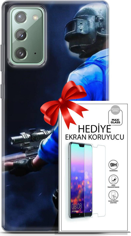 Samsung Galaxy Note 20 Kılıf Orijinal Seri Pubg 12 Mavi Gömlekli Tasarım Kılıf + Ekran Koruyucu