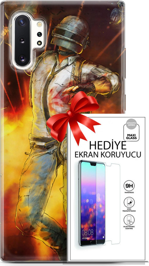 Samsung Galaxy Note 10 Plus Kılıf Orijinal Seri Pubg 06 Tavalı Karakter Koruyucu Kapak Ekran Koruyucu