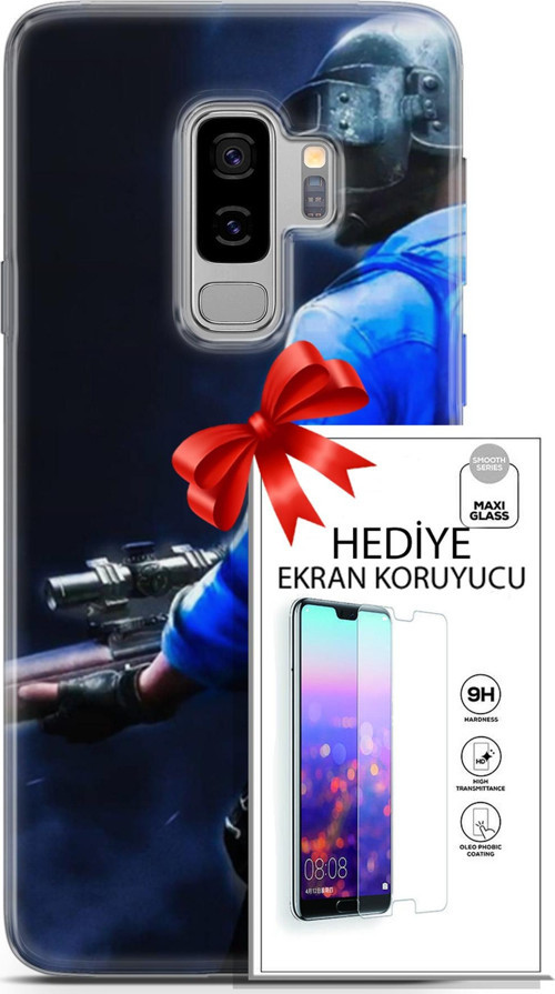 Samsung Galaxy S9 Plus Kılıf Orijinal Seri Pubg 12 Mavi Gömlekli Tasarım Kılıf + Ekran Koruyucu