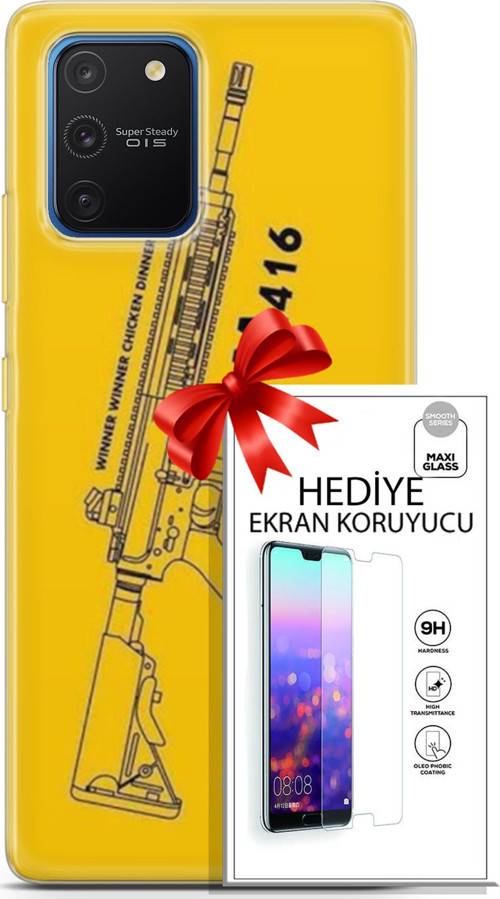 Samsung Galaxy S10 Lite Kılıf Orijinal Seri Pubg 28 M416 İz Bırakmayan Kılıf + Ön Ekran Koruyucu
