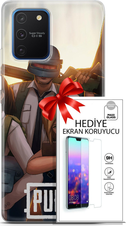 Samsung Galaxy S10 Lite Kılıf Orijinal Seri Pubg 30 Çizgisel Kenarları Şeffaf Kapak Ve Ekran Koruyucu